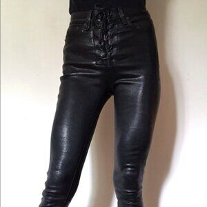 Rag and Bone mid rise ankle lace up leather pant size 26